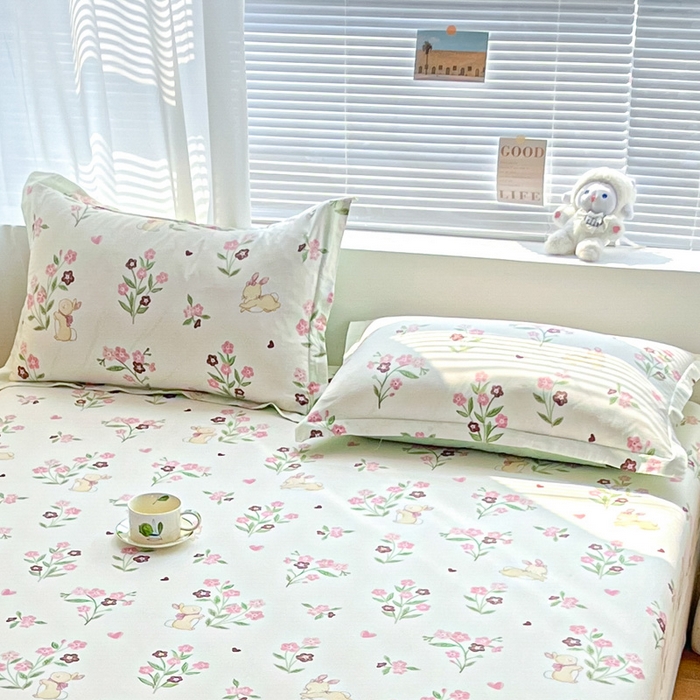 91家纺网 家纺一手货源 找家纺 涵宸家纺 2024新款全棉小清新印花单品套件--单枕套 枕套-甜糖奶咖