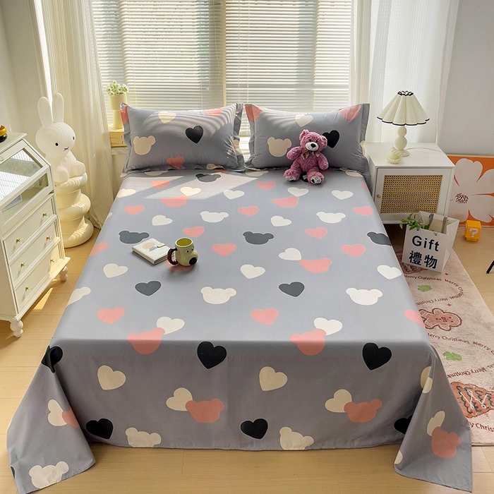 91家纺网 家纺一手货源 找家纺 大柏树 2025新款全棉13376印花四件套系列（可定制）-单床单 小爱恋