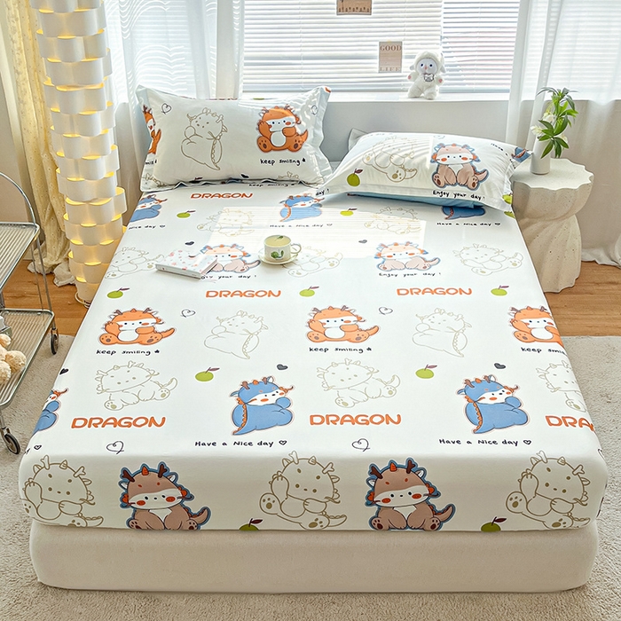 91家纺网 家纺一手货源 找家纺 涵宸家纺 2024新款全棉小清新印花单品套件--单床笠 床笠-龙先生