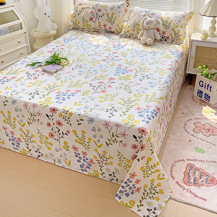 91家纺网 家纺一手货源 找家纺 大柏树 2025新款全棉13376印花四件套系列（可定制）-单床单 云梦花都