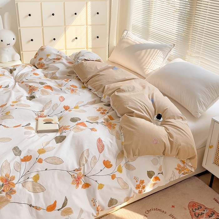 91家纺网 家纺一手货源 找家纺 大柏树 2025新款全棉13376印花四件套系列（可定制）-单被套 浅花悠悠