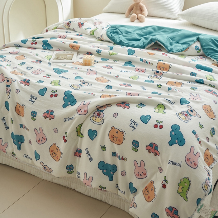 91家纺网 家纺一手货源 找家纺 畅销被业 2025新款水洗棉印花夏被夏凉被空调被 狂欢派对