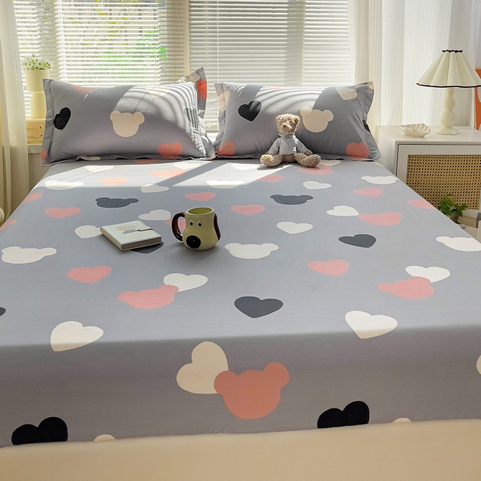 91家纺网 家纺一手货源 找家纺 大柏树 2025新款全棉13376印花四件套系列（可定制）-单床笠 小爱恋