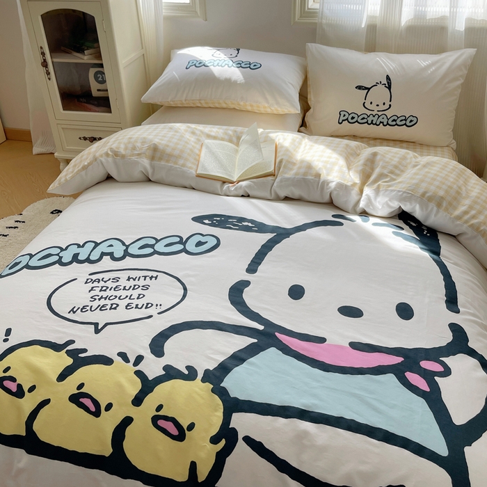 91家纺网 家纺一手货源 找家纺 星座 2025大版全棉三丽鸥四件套 伙伴帕恰狗