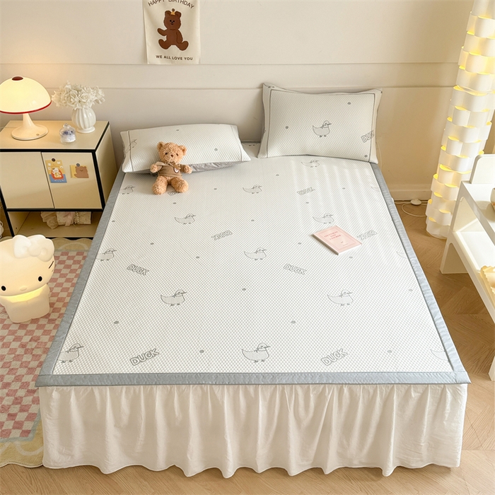 91家纺网 家纺一手货源 找家纺 慕尚家纺 2025新款卡通凉豆豆凉感冰丝席凉席 床席款-小鸭