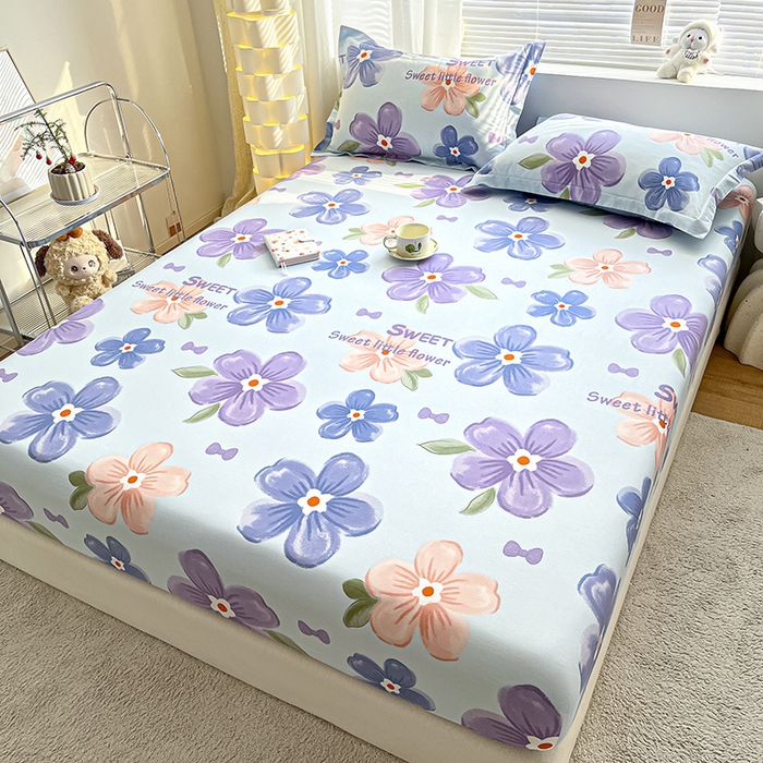 91家纺网 家纺一手货源 找家纺 涵宸家纺 2024新款全棉小清新印花单品套件--单床笠 床笠-花季