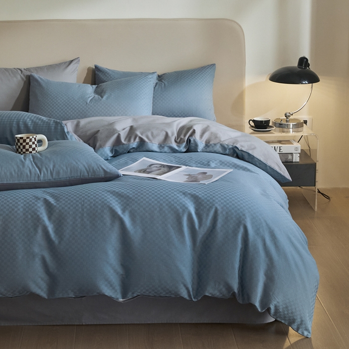 91家纺网 家纺一手货源 找家纺 涵宸家纺 2024新款全棉提花四件套-菲比 菲比-宾利灰