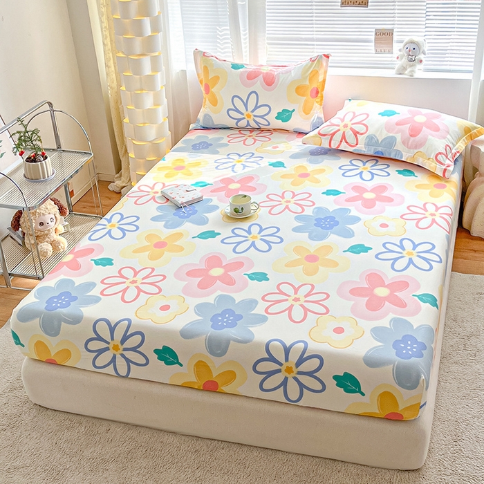 91家纺网 家纺一手货源 找家纺 涵宸家纺 2024新款全棉小清新印花单品套件--单床笠 床笠-爱恋