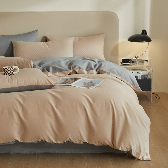 91家纺网 家纺一手货源 找家纺 涵宸家纺 2024新款全棉提花四件套-菲比 菲比-莎灰