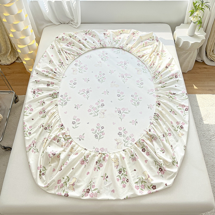 91家纺网 家纺一手货源 找家纺 涵宸家纺 2024新款全棉小清新印花单品套件--单床笠 床笠-甜糖奶咖