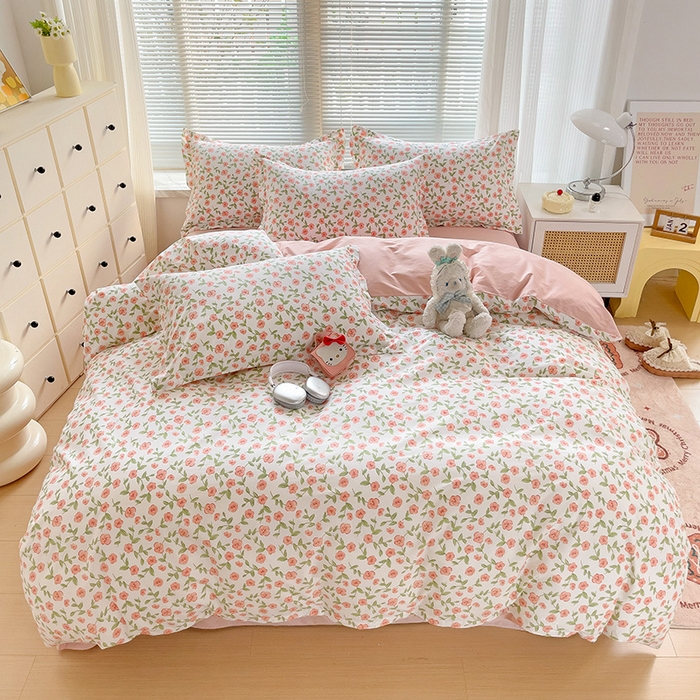 91家纺网 家纺一手货源 找家纺 大柏树 2025新款全棉13376印花四件套系列（可定制）-床单四件套 春晴