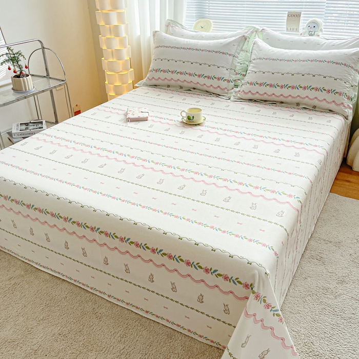 91家纺网 家纺一手货源 找家纺 涵宸家纺 2024新款全棉小清新印花单品套件--单床单 床单-辛德瑞拉