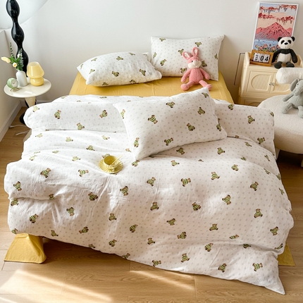 91家纺网 家纺一手货源 找家纺 （总）千朵 2024新款全棉双层纱四件套