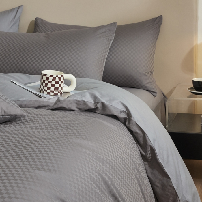 91家纺网 家纺一手货源 找家纺 涵宸家纺 2024新款全棉提花四件套-菲比 菲比-高级灰