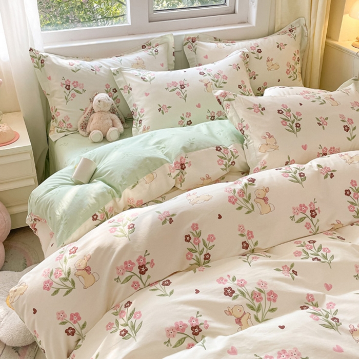 91家纺网 家纺一手货源 找家纺 涵宸家纺 2024新款全棉小清新印花单品套件--单被套 甜糖奶咖