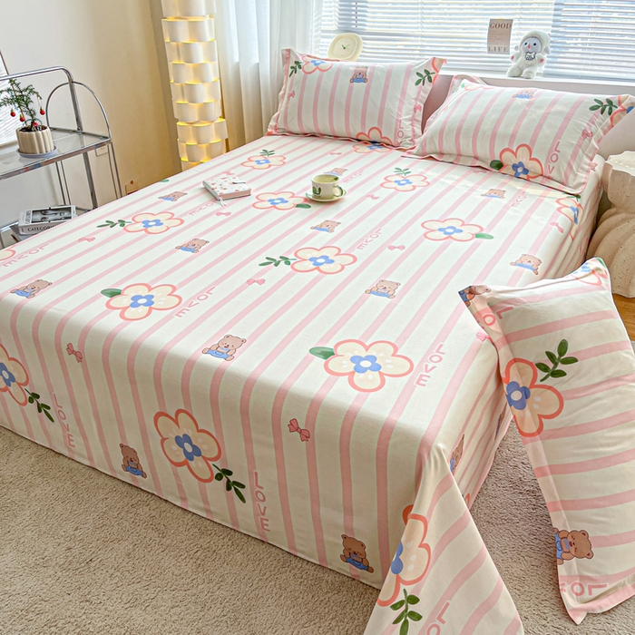 91家纺网 家纺一手货源 找家纺 涵宸家纺 2024新款全棉小清新印花单品套件--单床单 床单-弗洛斯