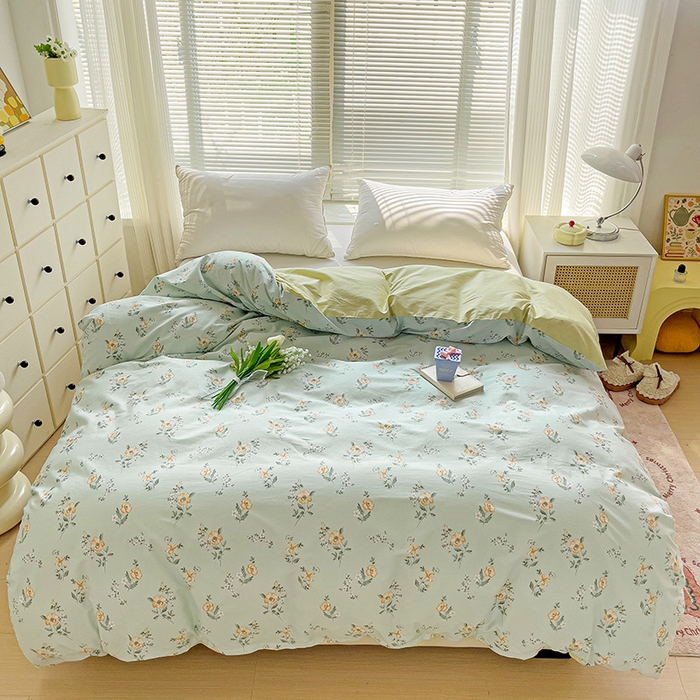 91家纺网 家纺一手货源 找家纺 大柏树 2025新款全棉13376印花四件套系列（可定制）-单被套 浅沫