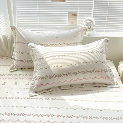 91家纺网 家纺一手货源 找家纺 （总）涵宸家纺 2024新款全棉小清新印花单品套件--单枕套