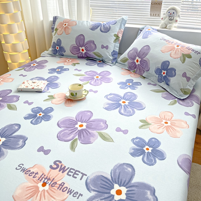 91家纺网 家纺一手货源 找家纺 涵宸家纺 2024新款全棉小清新印花单品套件--单床单 床单-花季