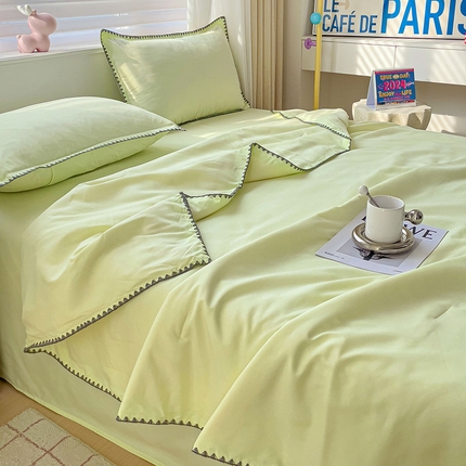 91家纺网 家纺一手货源 找家纺 春光里 2024新款三角针贝壳绣纯色夏被