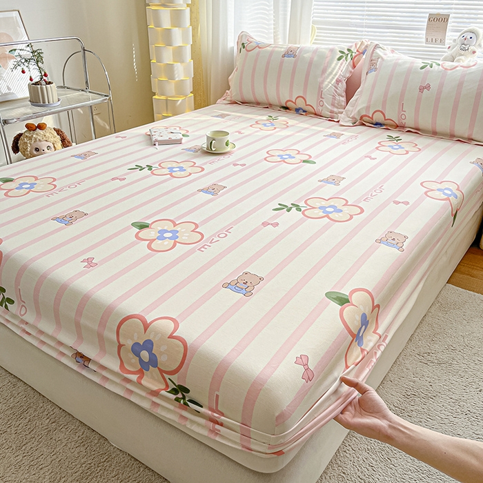 91家纺网 家纺一手货源 找家纺 涵宸家纺 2024新款全棉小清新印花单品套件--单床笠 床笠-弗洛斯