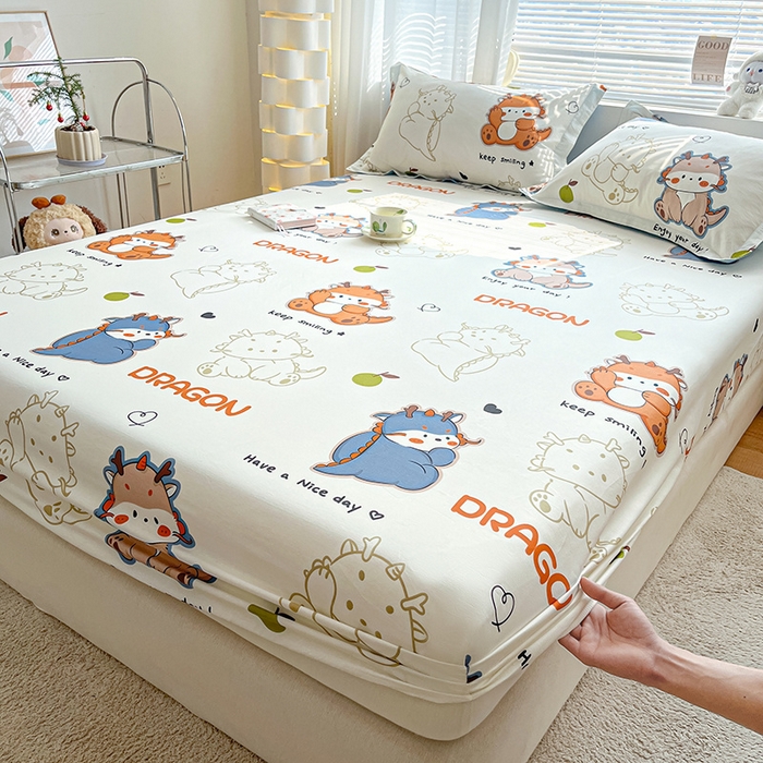 91家纺网 家纺一手货源 找家纺 涵宸家纺 2024新款全棉小清新印花单品套件--单床笠 床笠-龙先生