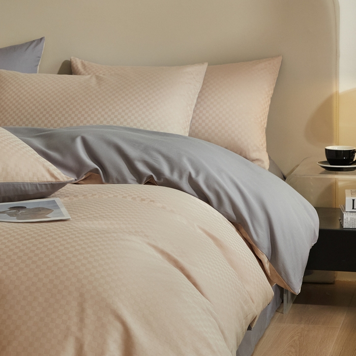 91家纺网 家纺一手货源 找家纺 涵宸家纺 2024新款全棉提花四件套-菲比 菲比-莎灰