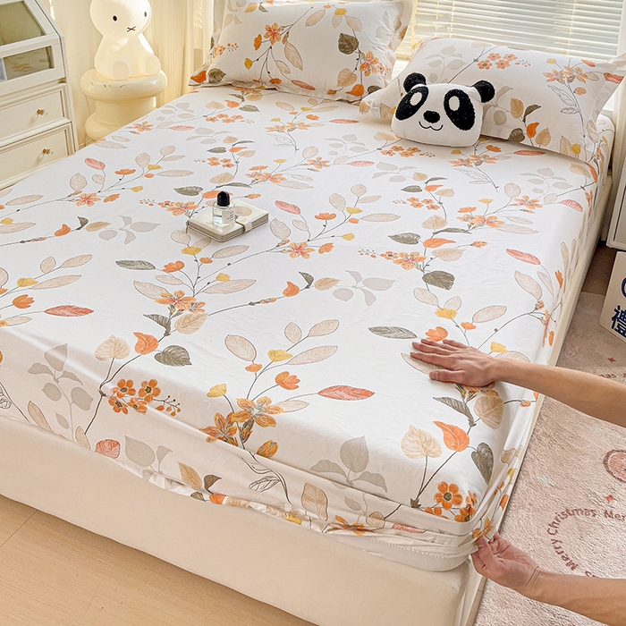 91家纺网 家纺一手货源 找家纺 大柏树 2025新款全棉13376印花四件套系列（可定制）-单床笠 浅花悠悠