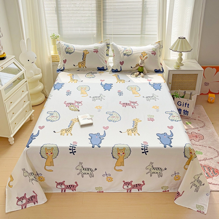 91家纺网 家纺一手货源 找家纺 大柏树 2025新款全棉13376印花四件套系列（可定制）-单床单 爱乐儿