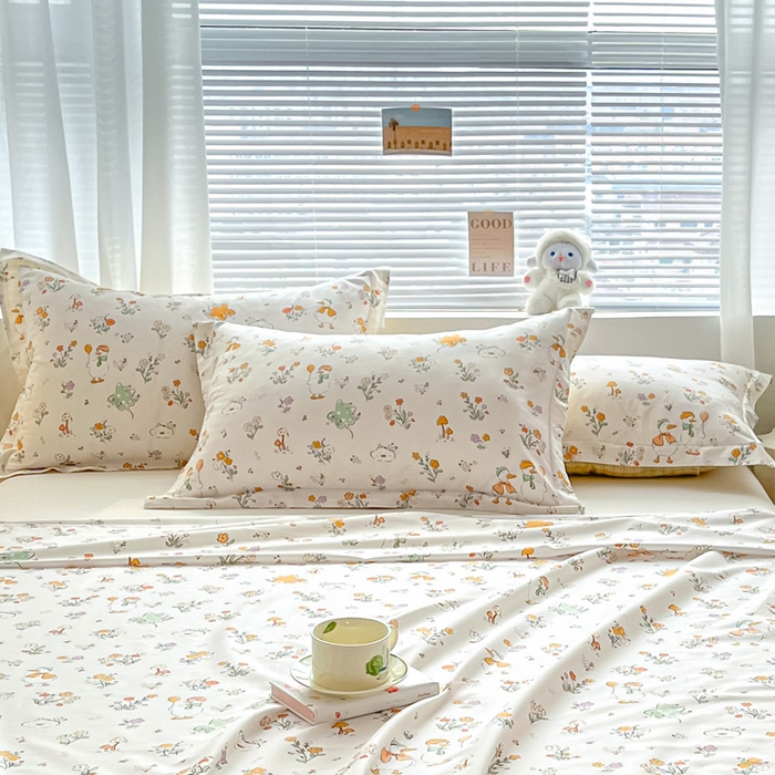 91家纺网 家纺一手货源 找家纺 涵宸家纺 2024新款全棉小清新印花单品套件--单枕套 枕套-开心鸭