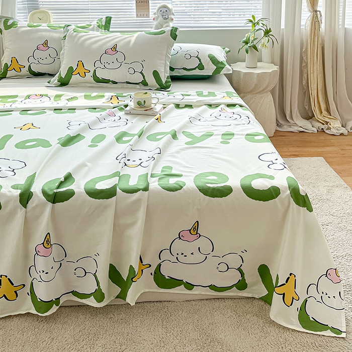 91家纺网 家纺一手货源 找家纺 涵宸家纺 2024新款全棉小清新印花单品套件--单床单 床单-萌宝宝