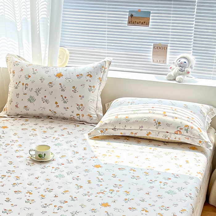 91家纺网 家纺一手货源 找家纺 涵宸家纺 2024新款全棉小清新印花单品套件--单枕套 枕套-开心鸭