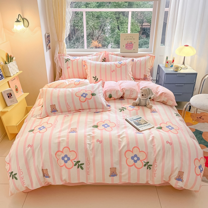 91家纺网 家纺一手货源 找家纺 涵宸家纺 2024新款全棉小清新印花单品套件--单被套 弗洛斯