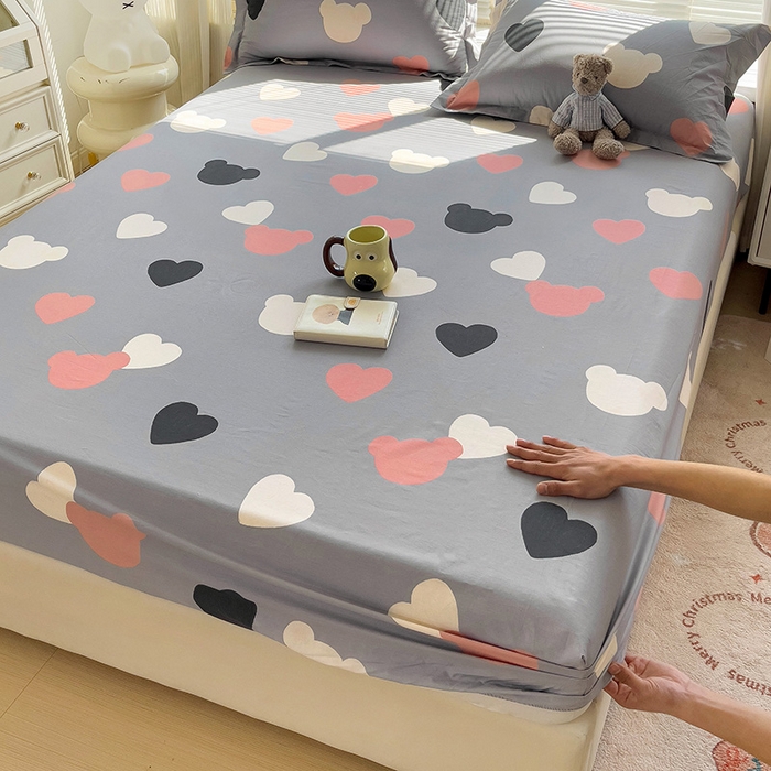 91家纺网 家纺一手货源 找家纺 大柏树 2025新款全棉13376印花四件套系列（可定制）-单床笠 小爱恋