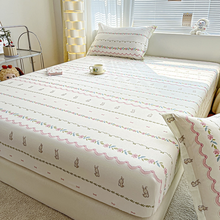 91家纺网 家纺一手货源 找家纺 涵宸家纺 2024新款全棉小清新印花单品套件--单床笠 床笠-辛德瑞拉