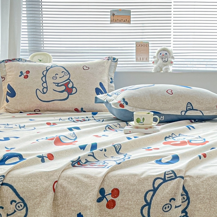 91家纺网 家纺一手货源 找家纺 涵宸家纺 2024新款全棉小清新印花单品套件--单枕套 枕套-皮皮龙