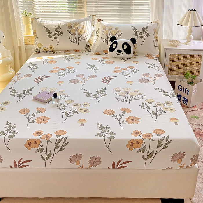 91家纺网 家纺一手货源 找家纺 大柏树 2025新款全棉13376印花四件套系列（可定制）-单床笠 南薇