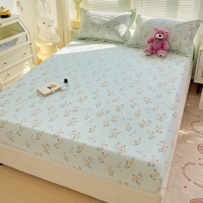 91家纺网 家纺一手货源 找家纺 大柏树 2025新款全棉13376印花四件套系列（可定制）-单床笠 浅沫