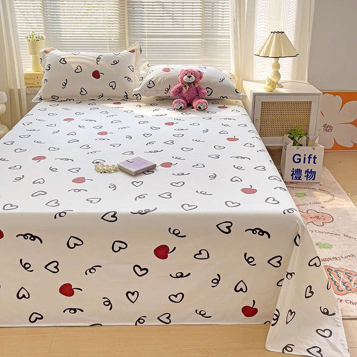 91家纺网 家纺一手货源 找家纺 大柏树 2025新款全棉13376印花四件套系列（可定制）-单床单 比心-红