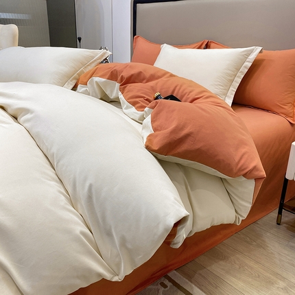 91家纺网 家纺一手货源 找家纺 （总）富馨莱 2024新款60支A类全棉纯棉磨毛纯色双拼被套