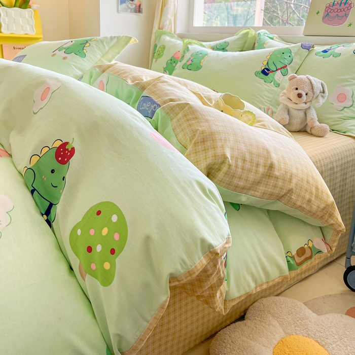 91家纺网 家纺一手货源 找家纺 涵宸家纺 2024新款全棉小清新印花单品套件--单被套 龙游记