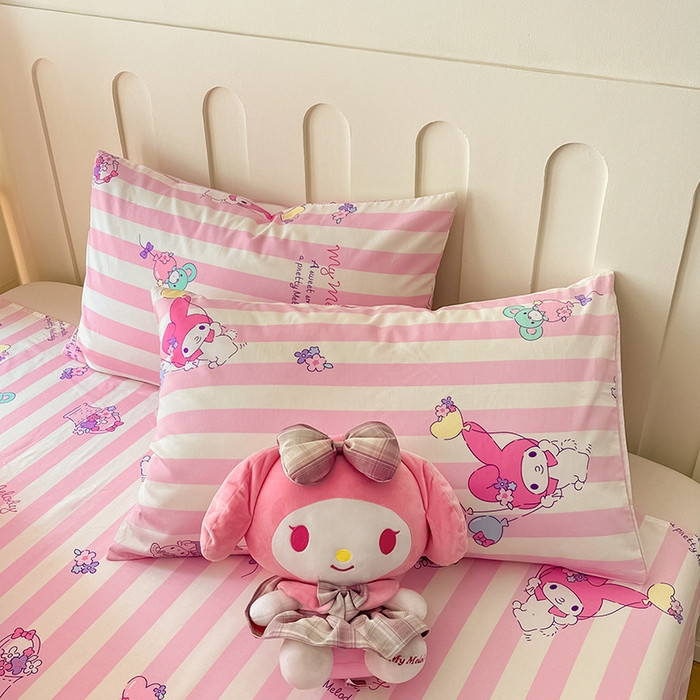 91家纺网 家纺一手货源 找家纺 博雅 2024新款三丽鸥正版授权全棉活性印花单床笠 气球美乐蒂