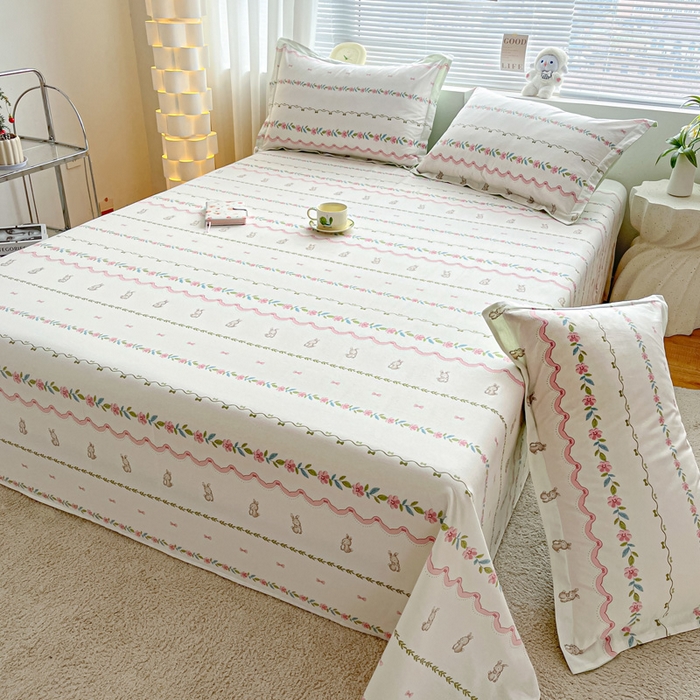 91家纺网 家纺一手货源 找家纺 涵宸家纺 2024新款全棉小清新印花单品套件--单床单 床单-辛德瑞拉