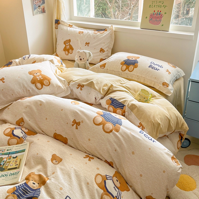 91家纺网 家纺一手货源 找家纺 涵宸家纺 2024新款全棉小清新印花单品套件--单被套 布偶熊