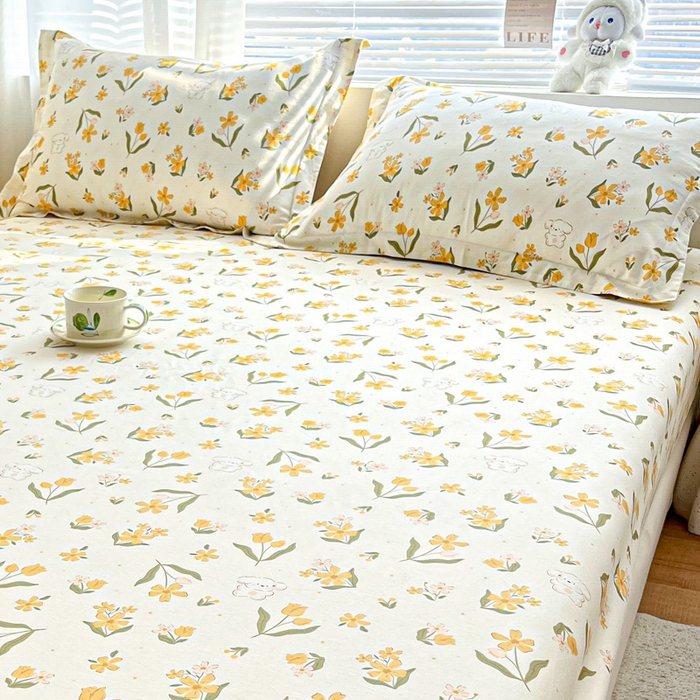 91家纺网 家纺一手货源 找家纺 涵宸家纺 2024新款全棉小清新印花单品套件--单枕套 枕套-菊馨兔