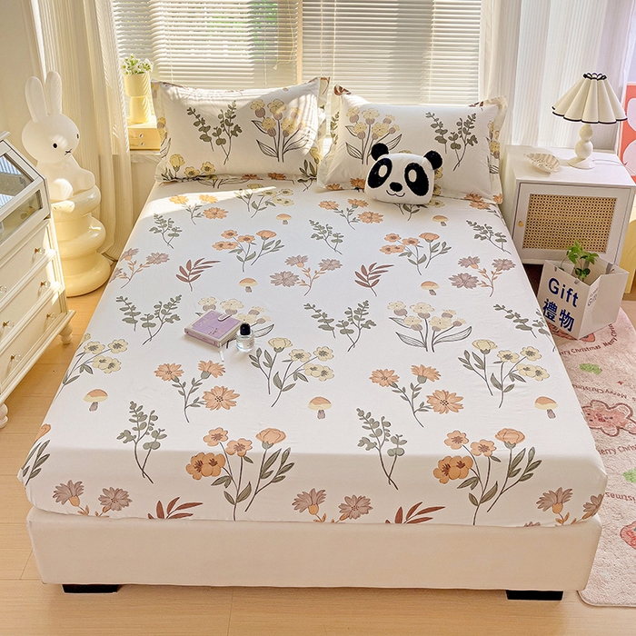 91家纺网 家纺一手货源 找家纺 大柏树 2025新款全棉13376印花四件套系列（可定制）-单床笠 南薇