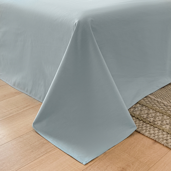 91家纺网 家纺一手货源 找家纺 芊寻家居 2024新款13372全棉纯色四件套无印良品风简约套件 宾利蓝-浅蓝