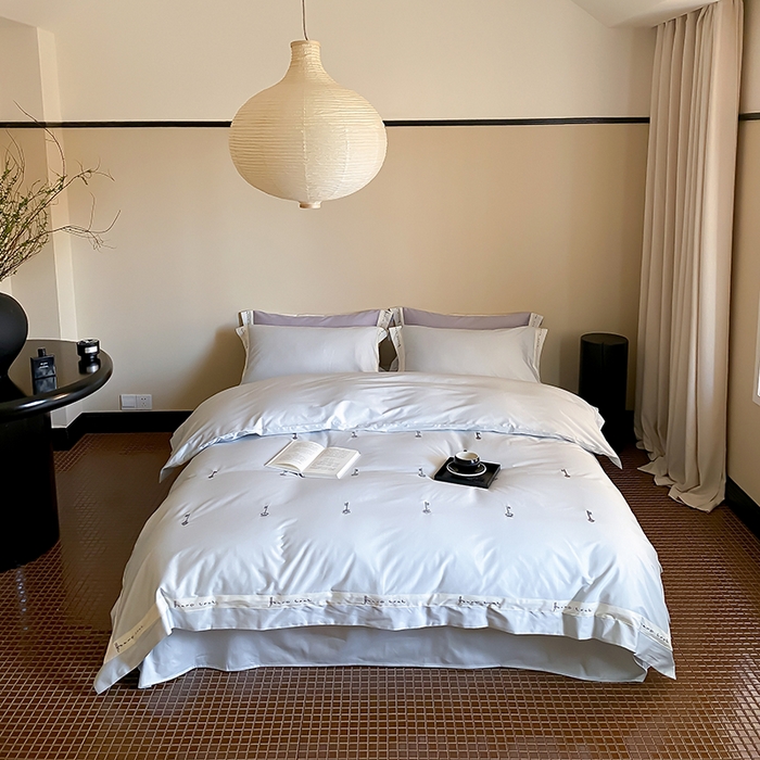 91家纺网 家纺一手货源 找家纺 （总）赫帛 2024新款50s缎纹数码印花长绒棉四件套--钥匙系列