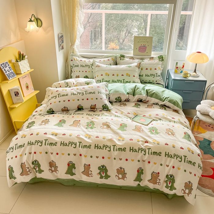 91家纺网 家纺一手货源 找家纺 涵宸家纺 2024新款全棉小清新印花单品套件--单被套 功夫龙仔