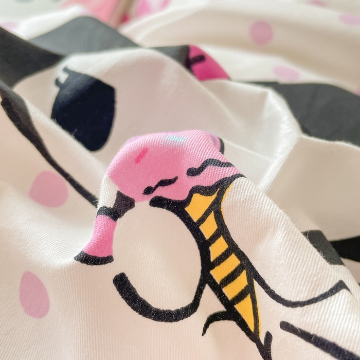 91家纺网 家纺一手货源 找家纺 博雅 2024新款全棉三丽鸥AB版活性印花四件套 甜筒库洛米